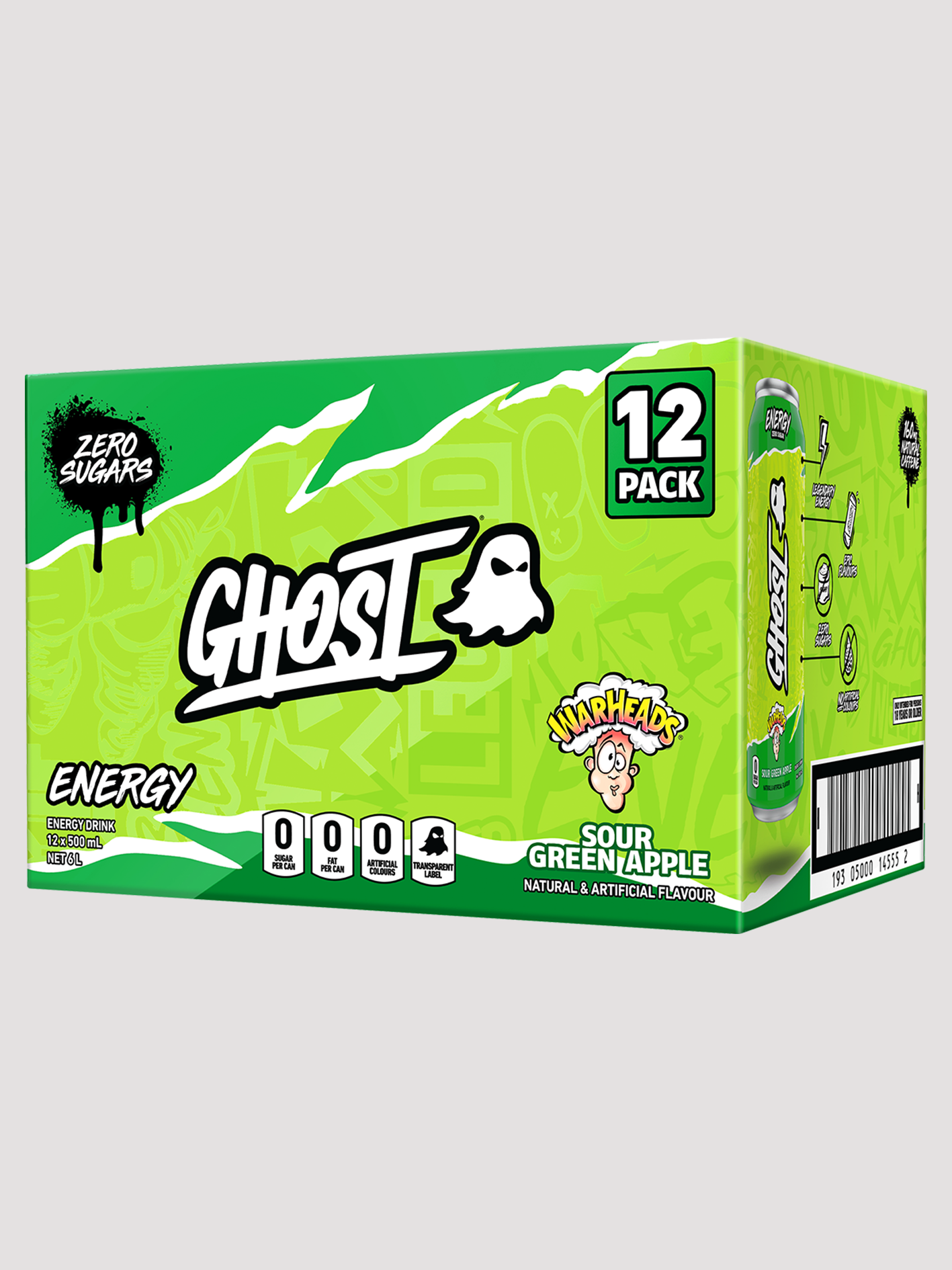 Ghost Energy RTD 12 Pack-Drinks &amp; RTDs-Ghost-Warheads Sour Green Apple-Club Bunker