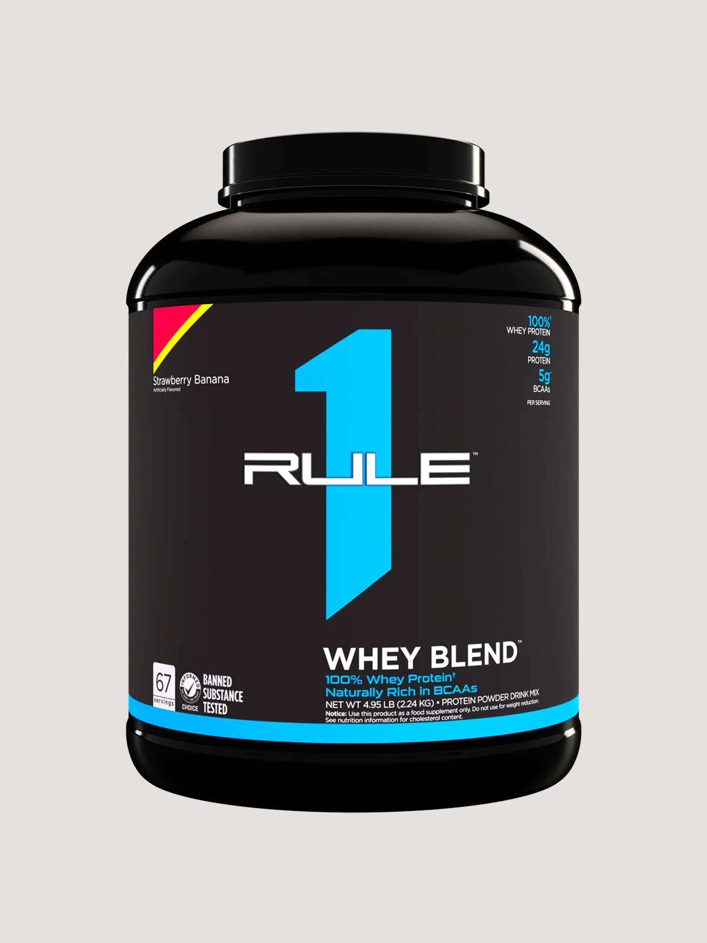 R1 Whey Blend Protein Powder 5lb by Rule1-Protein-Rule1-Strawberry Banana-Club Bunker