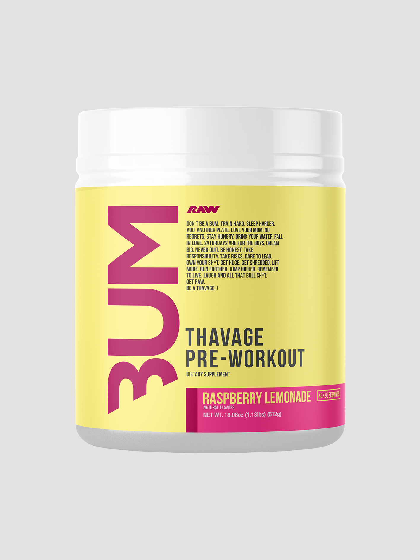 RAW Thavage CBum Pre Workout-Preworkout-CBum-Raspberry Lemonade-Club Bunker