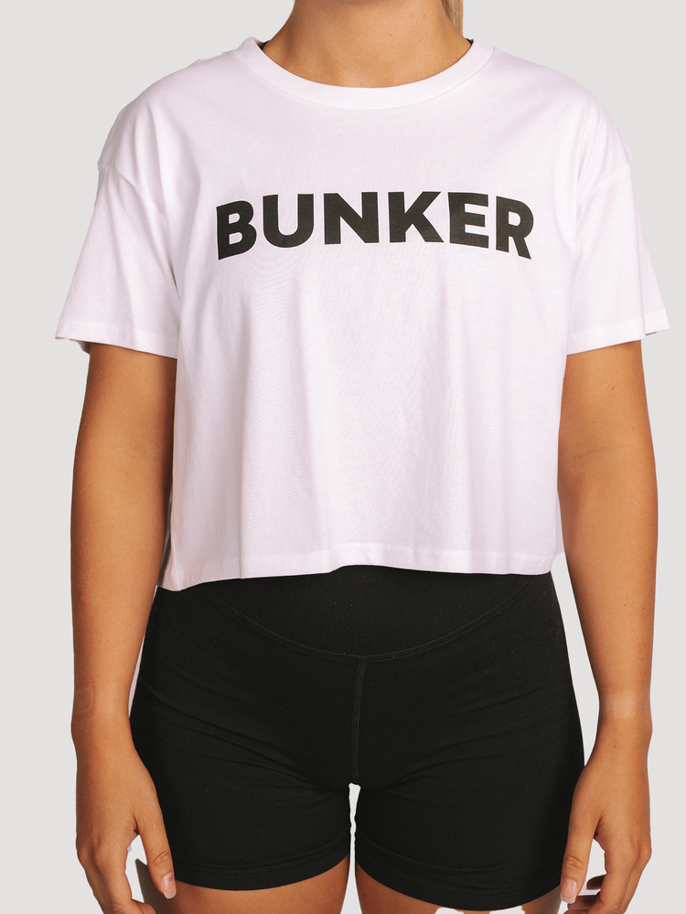 Bunker Crop Tee-Merch-Club Bunker-White-XS-Club Bunker