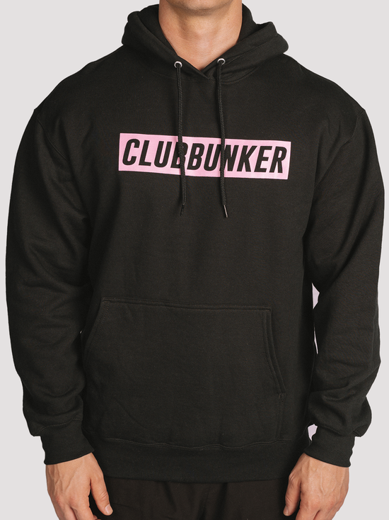 Club Bunker Block Logo Hoodie - Mens-Merch-Club Bunker-Black-S-Club Bunker