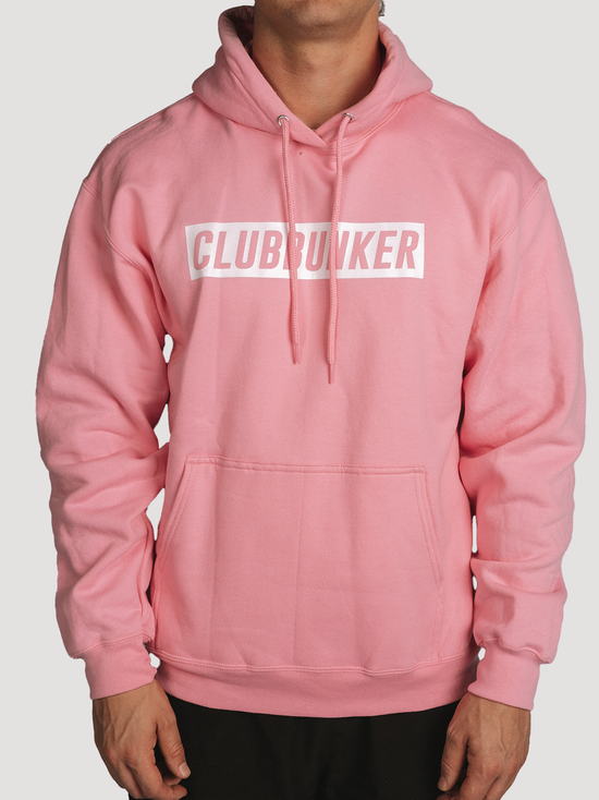 Club Bunker Block Logo Hoodie - Mens-Merch-Club Bunker-Pink-S-Club Bunker