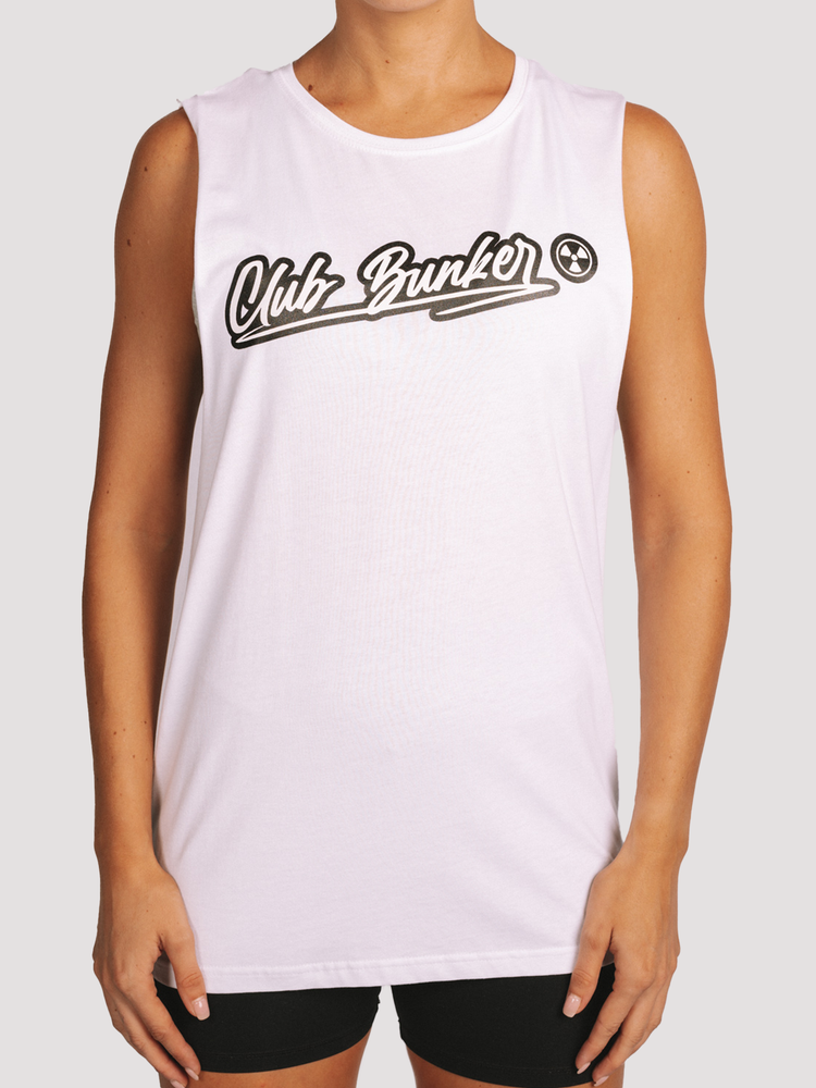 Club Bunker Outline Tank - Womens-Merch-Club Bunker-White-S-Club Bunker