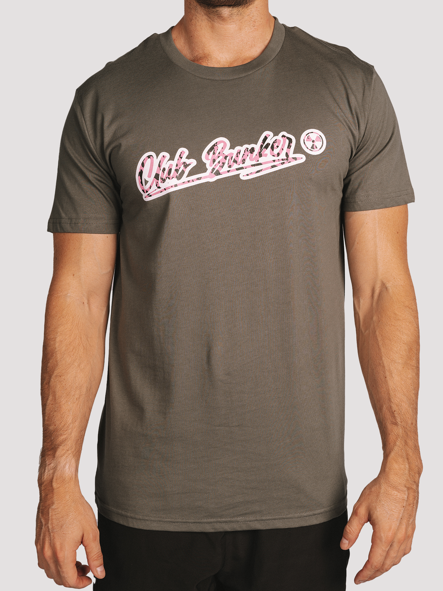 Club Bunker Outline Tee - Mens-Merch-Club Bunker-Charcoal with Pink Leopard Print-S-Club Bunker