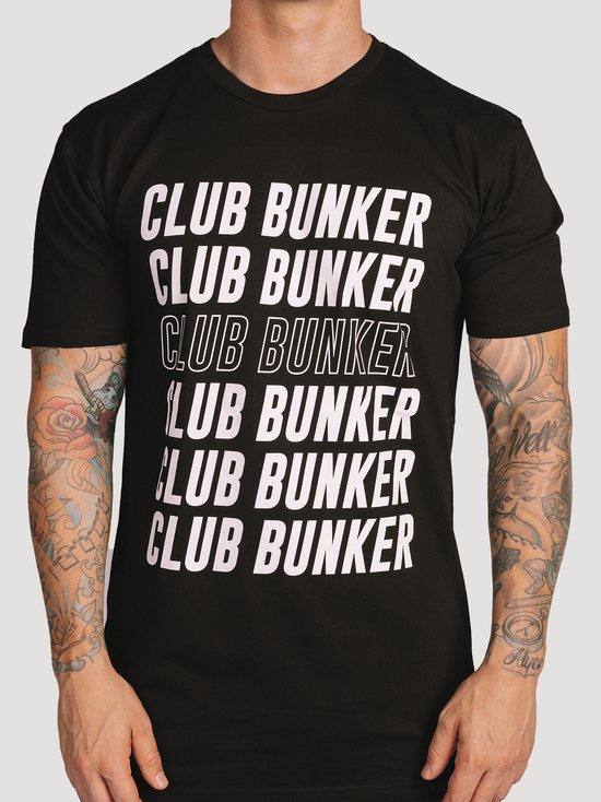 Club Bunker Repeater Tee - Mens-Merch-Club Bunker-Black-S-Club Bunker