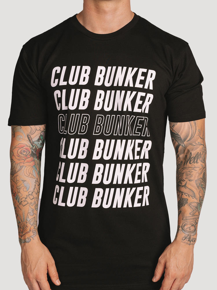 Club Bunker Repeater Tee - Mens-Merch-Club Bunker-Black-S-Club Bunker