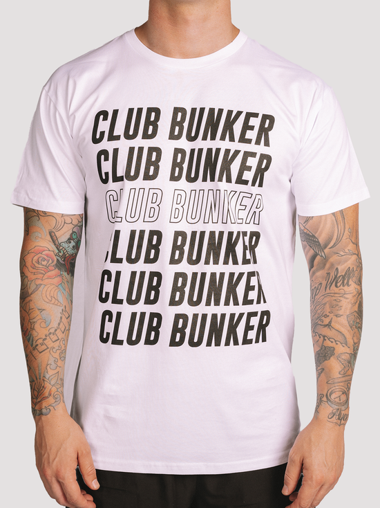 Club Bunker Repeater Tee - Mens-Merch-Club Bunker-White-S-Club Bunker
