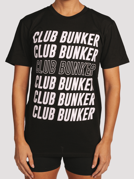 Club Bunker Repeater Tee - Womens-Merch-Club Bunker-Black-S-Club Bunker