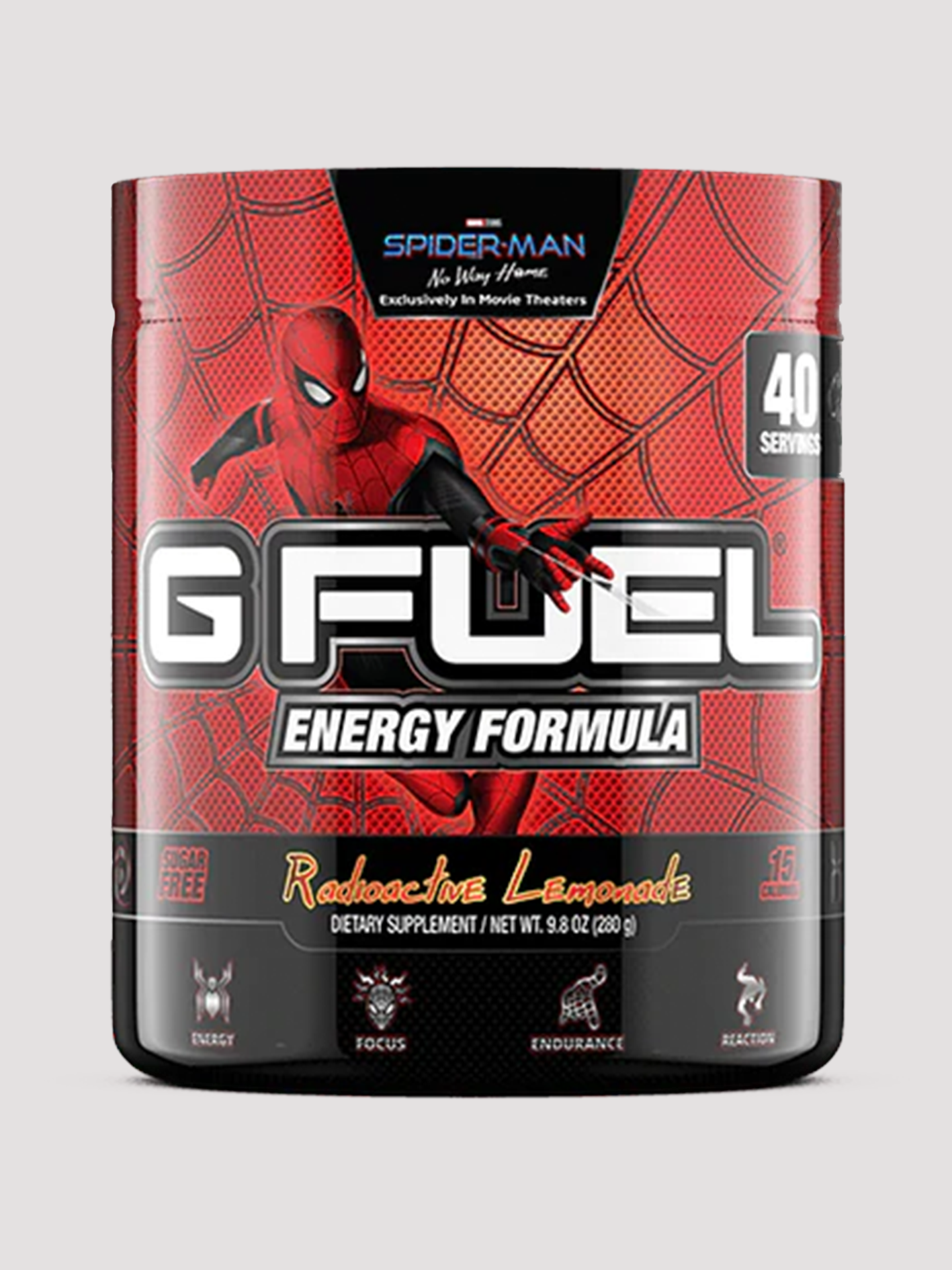 GFuel Energy Formula Powder Tub-Preworkout-G Fuel-Spiderman Radioactive Lemonade - Red & Black-Club Bunker